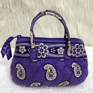 VERA BRADLEY Purple Cotton Quilted Vintage MICRO Mini CAITLIN Bag SIMPLY VIOLET